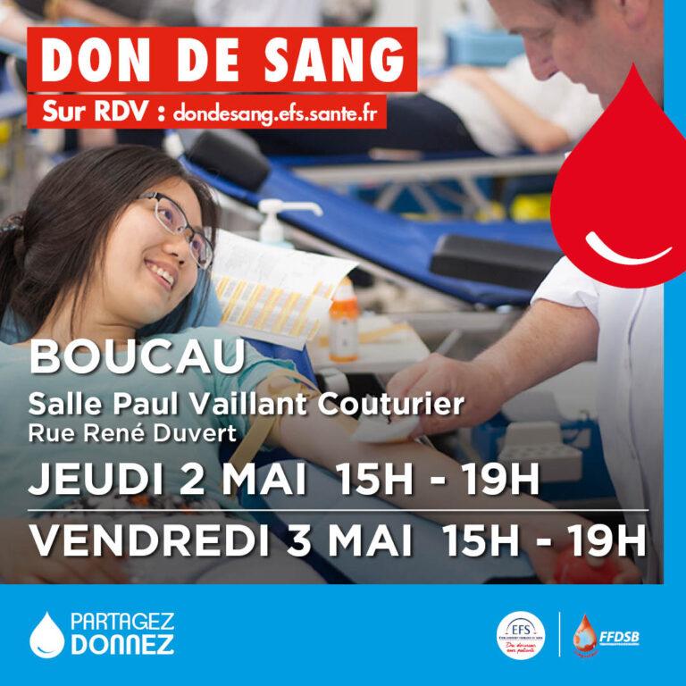 COLLECTE DE SANG JEUDI 2 ET VENDREDI 3 MAI