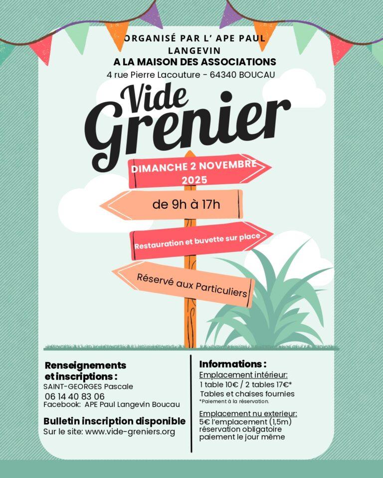 VIDE-GRENIERS DES PARENTS D’ELEVES ECOLE PAUL LANGEVIN