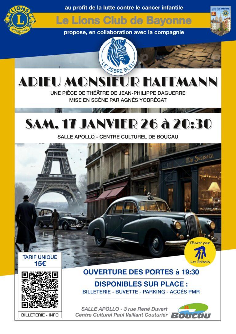 Théâtre  – Le zèbre bleu : Adieu Monsieur Haffmann