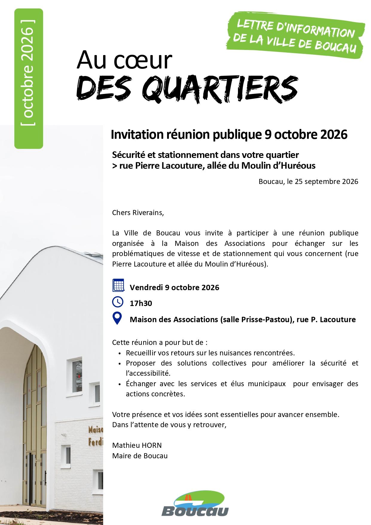 Réunion publique – Vendredi 9 octobre